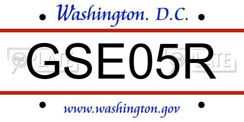 GSE05R District Of Columbia License Plate