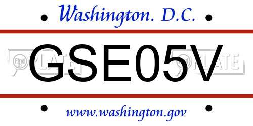 GSE05V District Of Columbia License Plate
