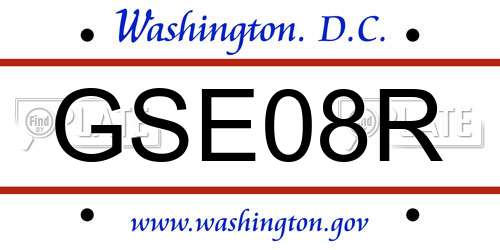 GSE08R District Of Columbia License Plate