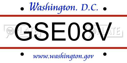 GSE08V District Of Columbia License Plate
