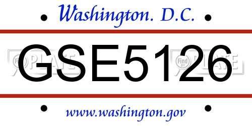 GSE5126 District Of Columbia License Plate