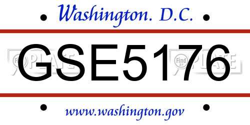 GSE5176 District Of Columbia License Plate
