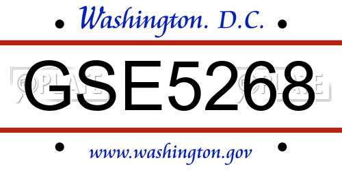 GSE5268 District Of Columbia License Plate