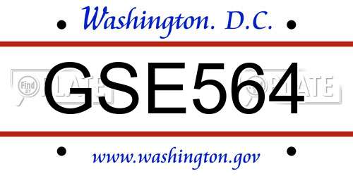 GSE564 District Of Columbia License Plate