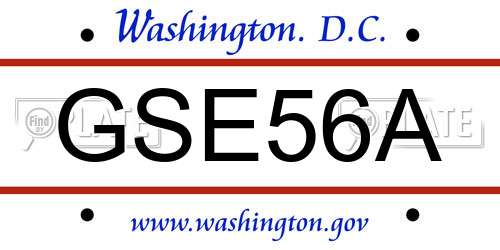 GSE56A District Of Columbia License Plate
