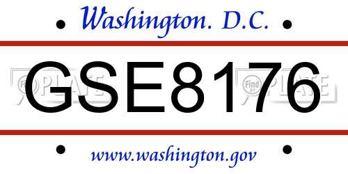 GSE8176 District Of Columbia License Plate