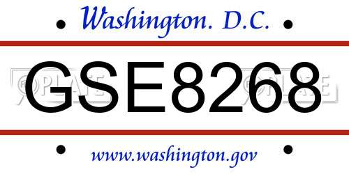 GSE8268 District Of Columbia License Plate