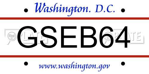 GSEB64 District Of Columbia License Plate