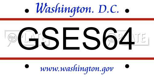 GSES64 District Of Columbia License Plate