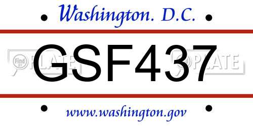 GSF437 District Of Columbia License Plate