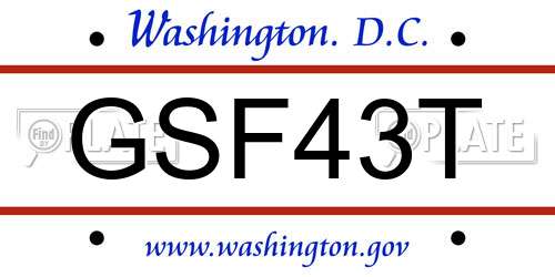 GSF43T District Of Columbia License Plate