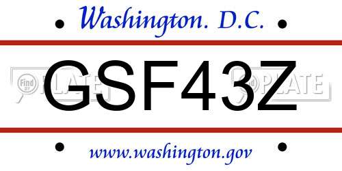 GSF43Z District Of Columbia License Plate