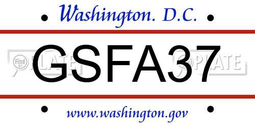GSFA37 District Of Columbia License Plate