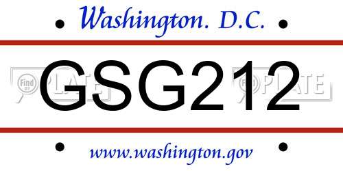 GSG212 District Of Columbia License Plate