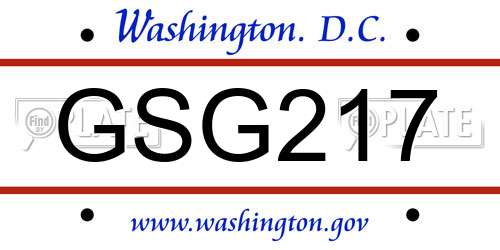 GSG217 District Of Columbia License Plate