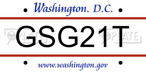 GSG21T District Of Columbia License Plate