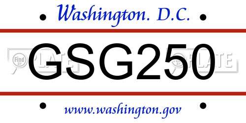 GSG250 District Of Columbia License Plate