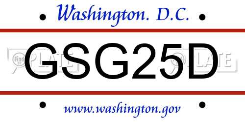 GSG25D District Of Columbia License Plate