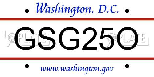 GSG25O District Of Columbia License Plate