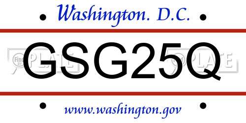 GSG25Q District Of Columbia License Plate