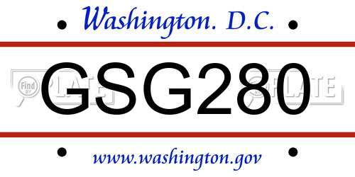 GSG280 District Of Columbia License Plate