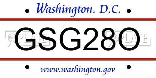 GSG28O District Of Columbia License Plate