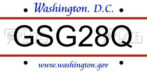 GSG28Q District Of Columbia License Plate