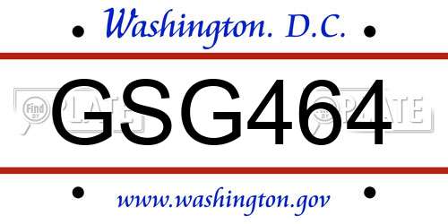 GSG464 District Of Columbia License Plate