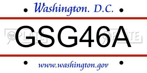 GSG46A District Of Columbia License Plate