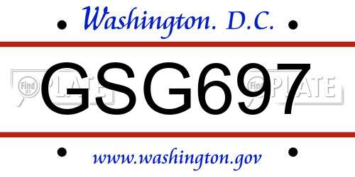 GSG697 District Of Columbia License Plate