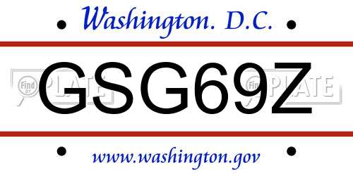 GSG69Z District Of Columbia License Plate