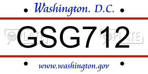 GSG712 District Of Columbia License Plate