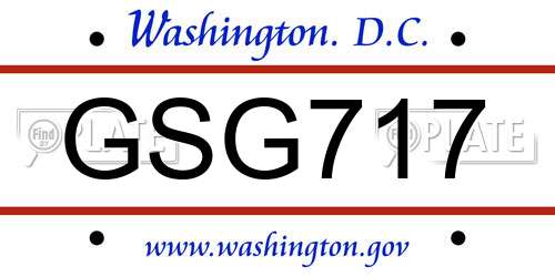 GSG717 District Of Columbia License Plate