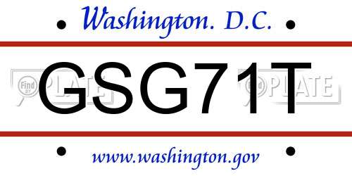 GSG71T District Of Columbia License Plate