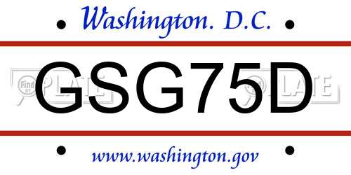 GSG75D District Of Columbia License Plate