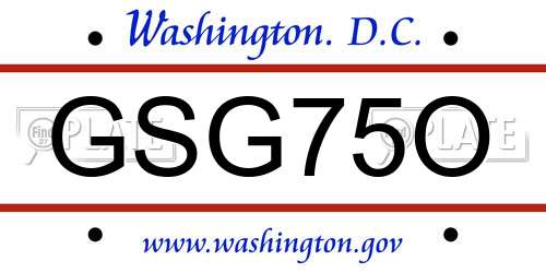 GSG75O District Of Columbia License Plate