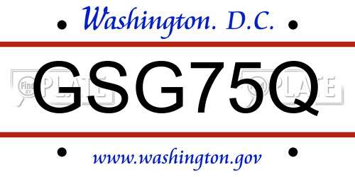 GSG75Q District Of Columbia License Plate