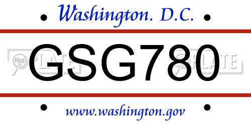 GSG780 District Of Columbia License Plate