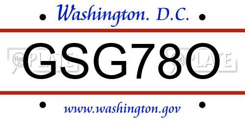 GSG78O District Of Columbia License Plate