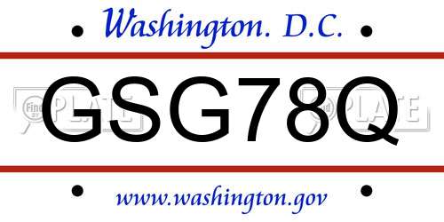 GSG78Q District Of Columbia License Plate