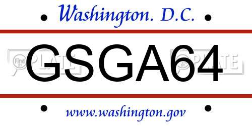 GSGA64 District Of Columbia License Plate
