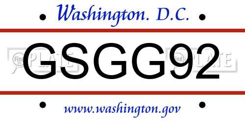 GSGG92 District Of Columbia License Plate