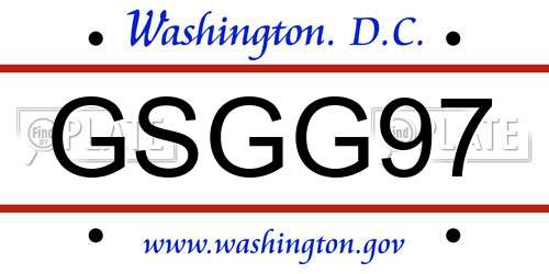GSGG97 District Of Columbia License Plate