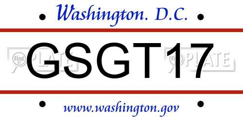 GSGT17 District Of Columbia License Plate