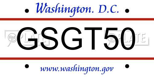 GSGT50 District Of Columbia License Plate