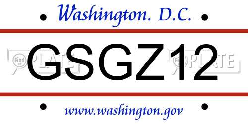 GSGZ12 District Of Columbia License Plate