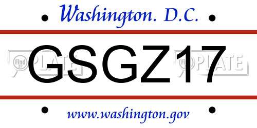 GSGZ17 District Of Columbia License Plate