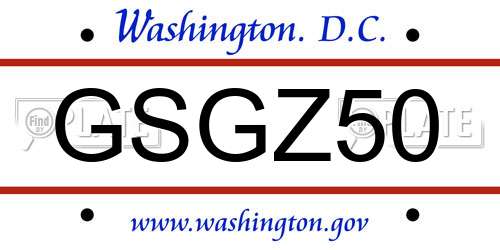 GSGZ50 District Of Columbia License Plate