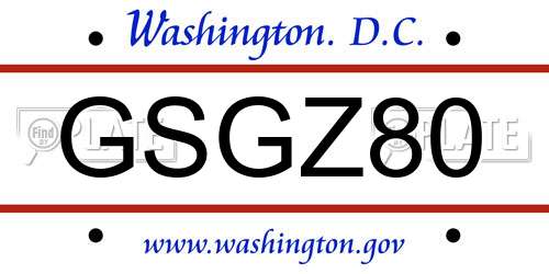 GSGZ80 District Of Columbia License Plate