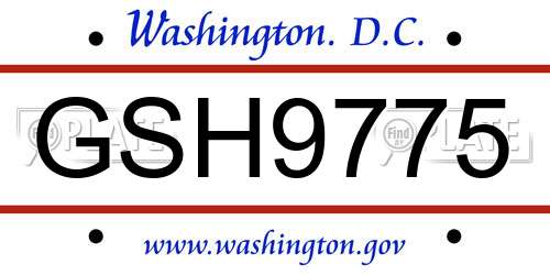 GSH9775 District Of Columbia License Plate